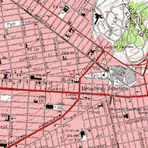 Topographic Map of Paragon Theatre (historical), NY