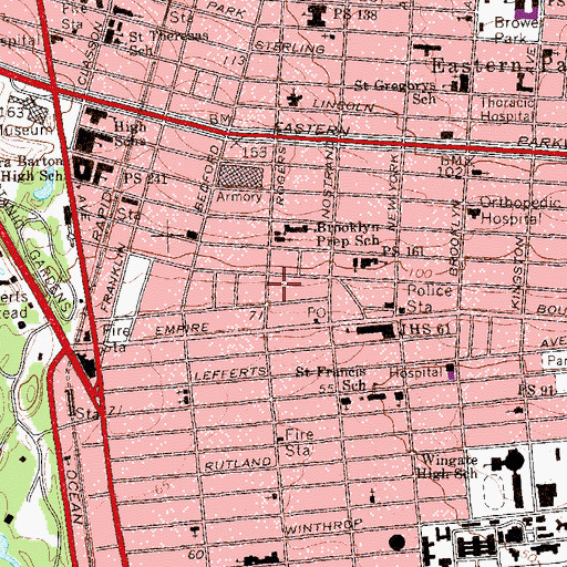 Topographic Map of Brooklyn Miracle Temple, NY