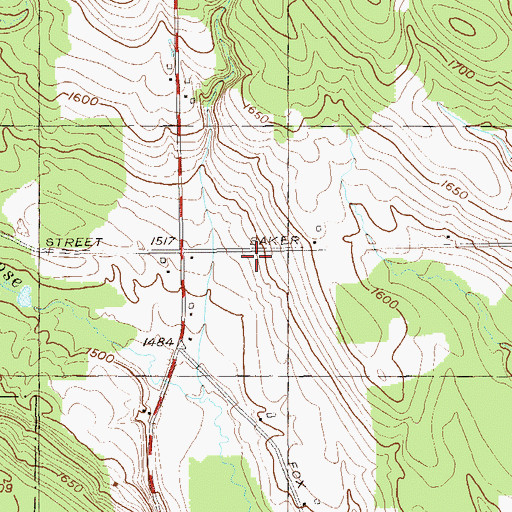 Topographic Map of Baker School (historical), NY