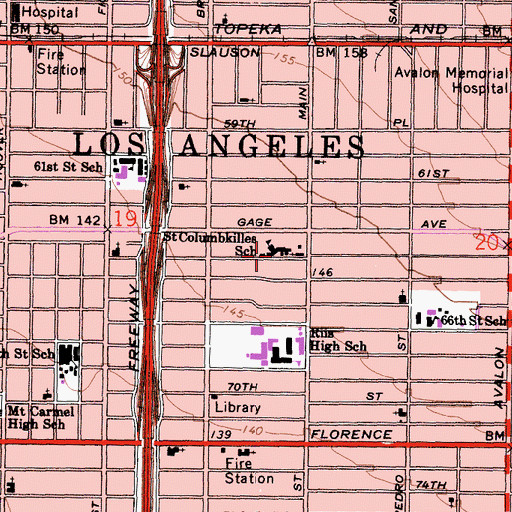 Topographic Map of Saint Columbkilles School, CA