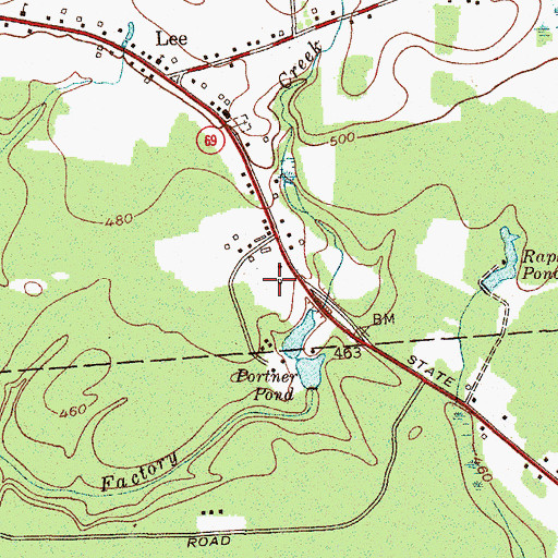 Topographic Map of Evergreen Hills Mobile Home Community, NY