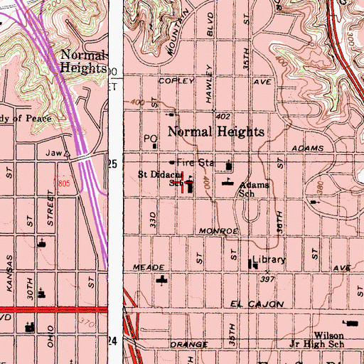 Topographic Map of Saint Didacus School, CA