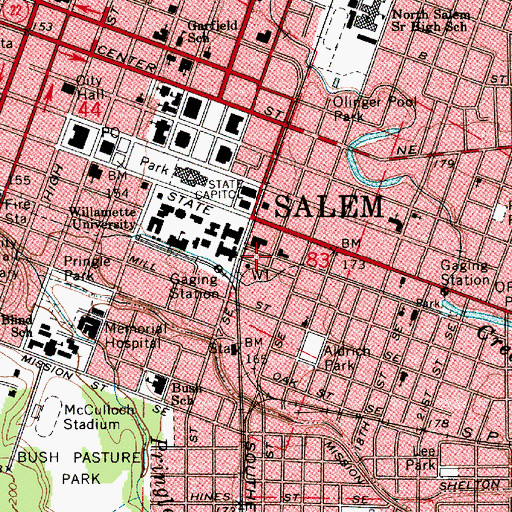 Topographic Map of Bilingual Gateway School, OR