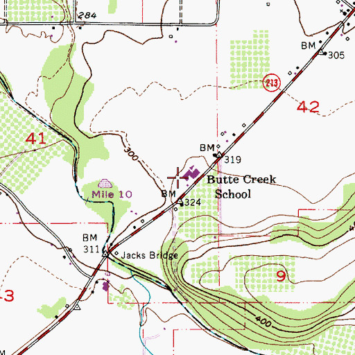 Topographic Map of Butte Creek Elementary School, OR