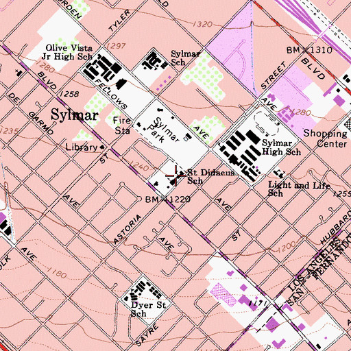 Topographic Map of Saint Didacus School, CA