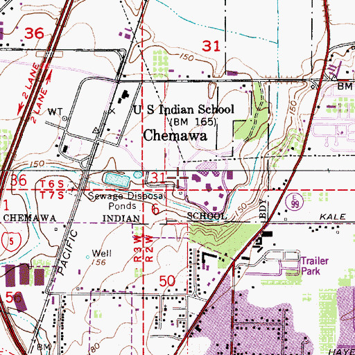 Topographic Map of Chemawa Indian School, OR