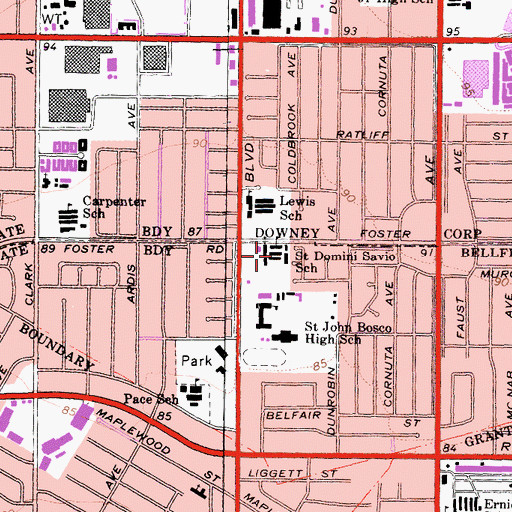 Topographic Map of Saint Domini Savio School, CA