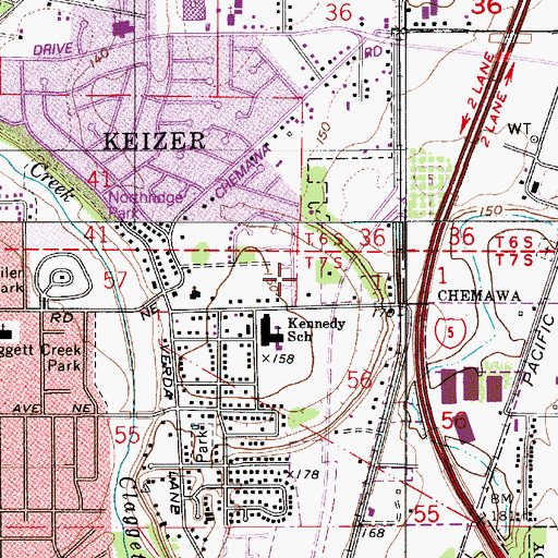 Topographic Map of Cornerstone Christian School, OR