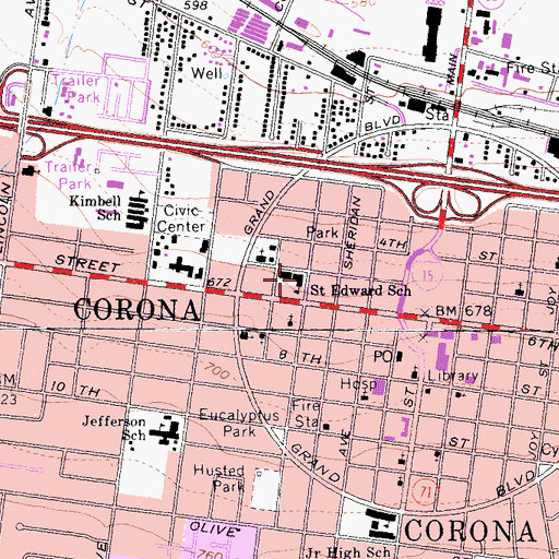 Topographic Map of Saint Edward School, CA