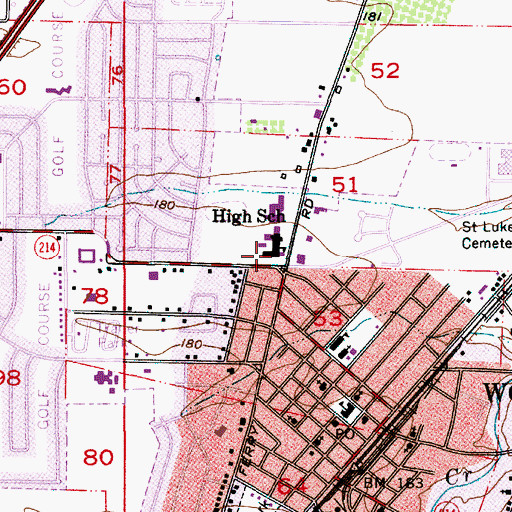 Topographic Map of French Prairie Middle School, OR