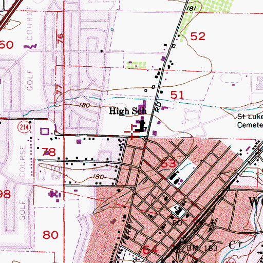 Topographic Map of French Prairie Middle School, OR