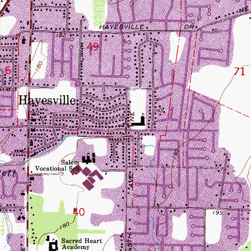 Topographic Map of Hayesville Elementary School, OR