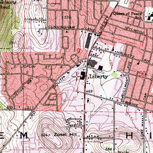 Topographic Map of Liberty Elementary School, OR