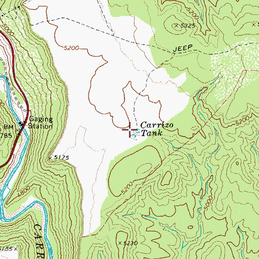 Topographic Map of Carrizo Tank, AZ