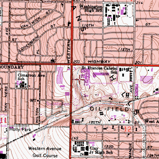 Topographic Map of Saint Frances Cabrini School, CA