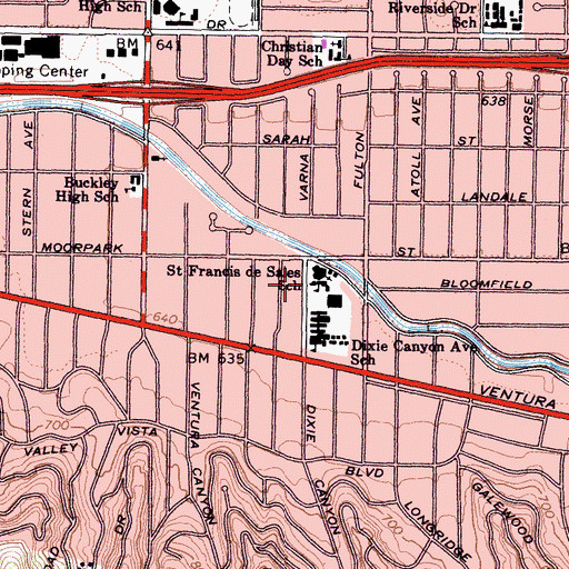 Topographic Map of Saint Francis de Sales School, CA