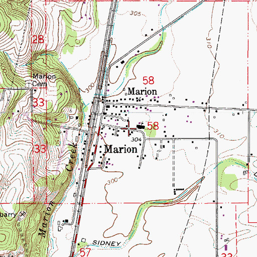 Topographic Map of Marion Elementary School, OR