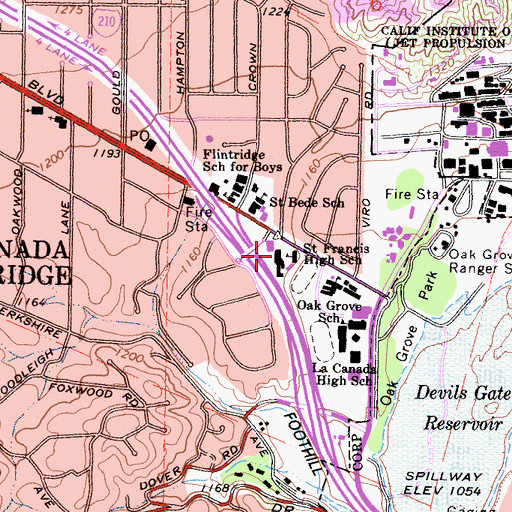 Topographic Map of Saint Francis High School, CA
