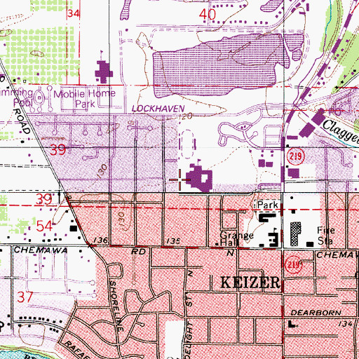 Topographic Map of McNary High School, OR