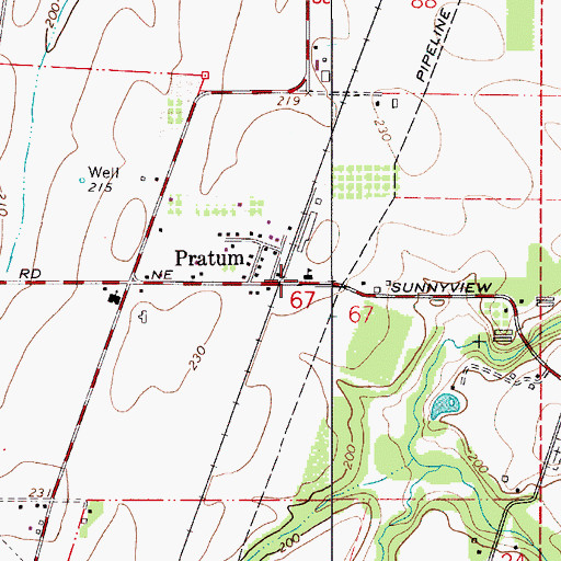 Topographic Map of Pratum Elementary School, OR