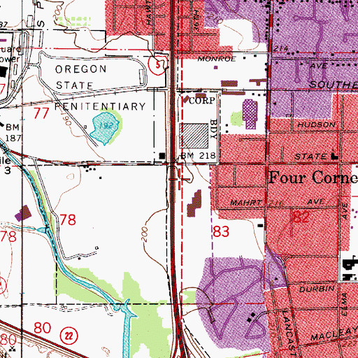Topographic Map of Roberts High School, OR
