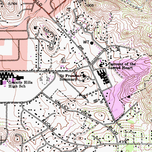 Topographic Map of Southern California Seminary, CA