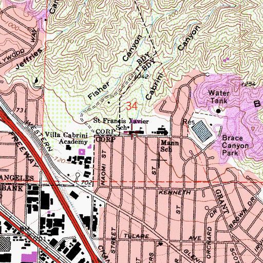 Topographic Map of Saint Francis Xavier School, CA