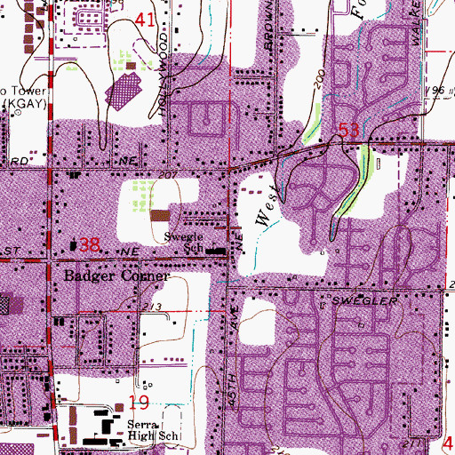 Topographic Map of Salem Academy Christian School, OR