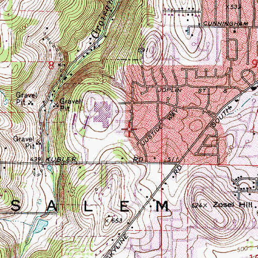 Topographic Map of Schirle Elementary School, OR