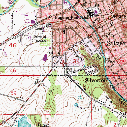 Topographic Map of Silverton Christian School, OR