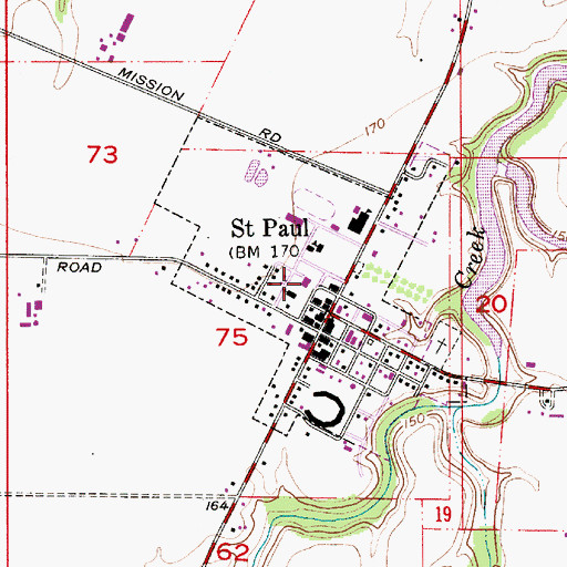 Topographic Map of Saint Paul Parochial School, OR