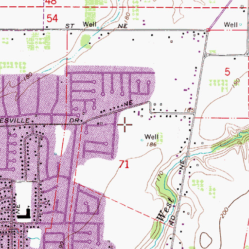 Topographic Map of Stephens Middle School, OR