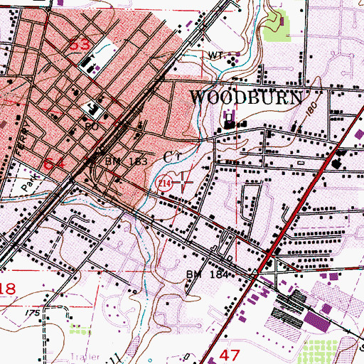 Topographic Map of Woodburn Arthur Academy, OR