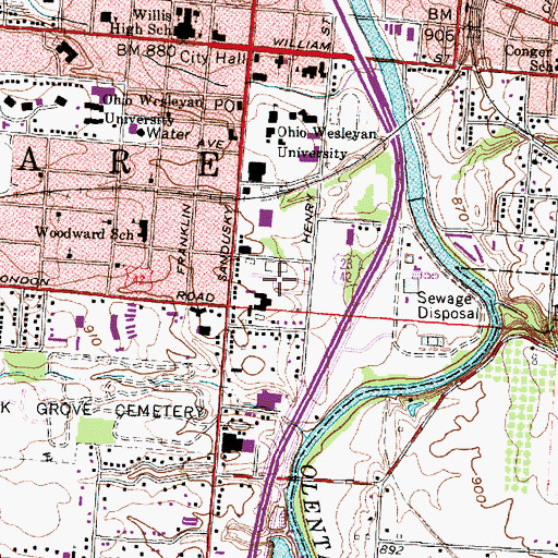 Topographic Map of Central Mobile Home Park, OH
