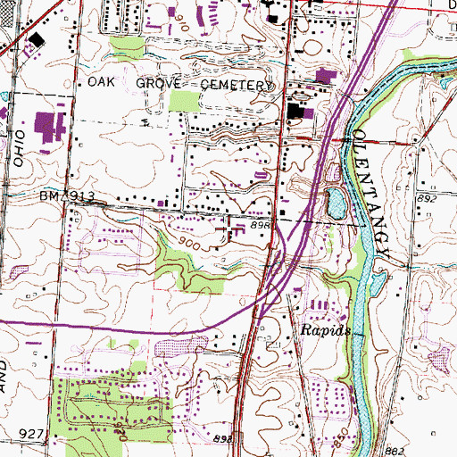 Topographic Map of Belle Avenue Trailer Court, OH