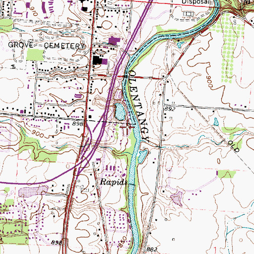 Topographic Map of The Ravine, OH