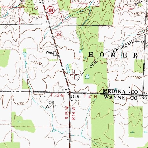 Topographic Map of Morlock Farms, OH