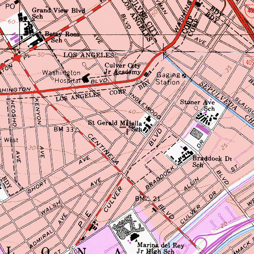 Topographic Map of Saint Gerald Majella School, CA