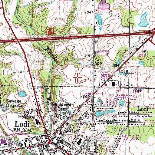 Topographic Map of Pine Villas, OH