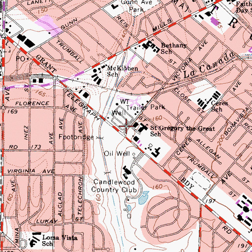 Topographic Map of Saint Gregory The Great School, CA