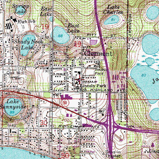 Topographic Map of Clermont Elementary School, FL