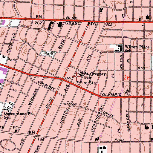 Topographic Map of Saint Gregory School, CA
