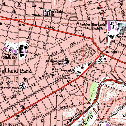 Topographic Map of Saint Ignatius School, CA