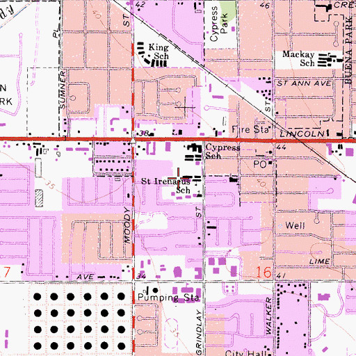 Topographic Map of Saint Irenaeus Parish School, CA
