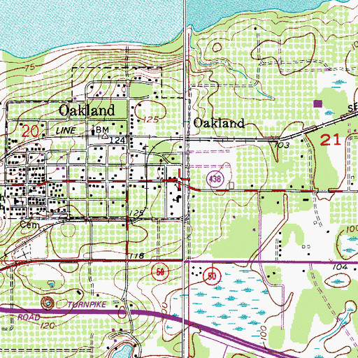 Topographic Map of Oakland Presbyterian Church, FL