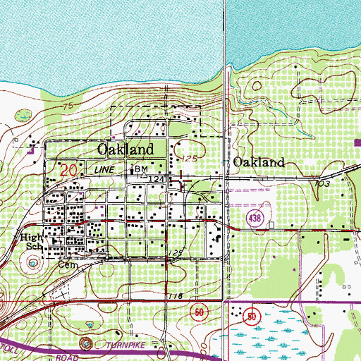Topographic Map of Oakland Florida Post Office, FL