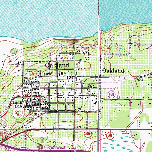 Topographic Map of Oakland Town Hall, FL