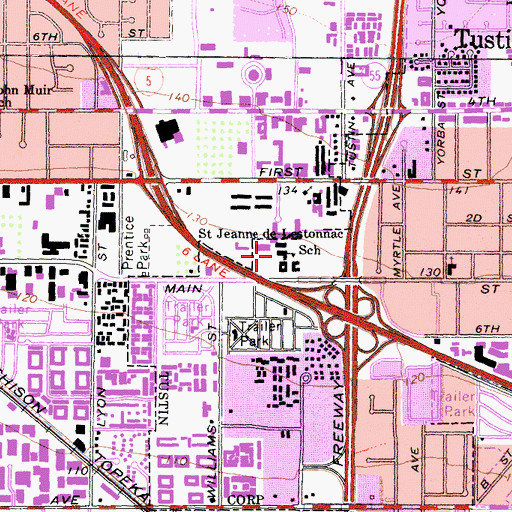 Topographic Map of Saint Jeanne de Lestonnac School, CA