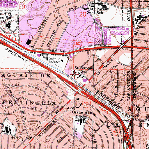 Topographic Map of Saint Jerome School, CA