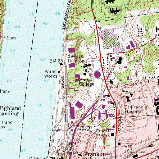 Topographic Map of Champagnat Hall, NY